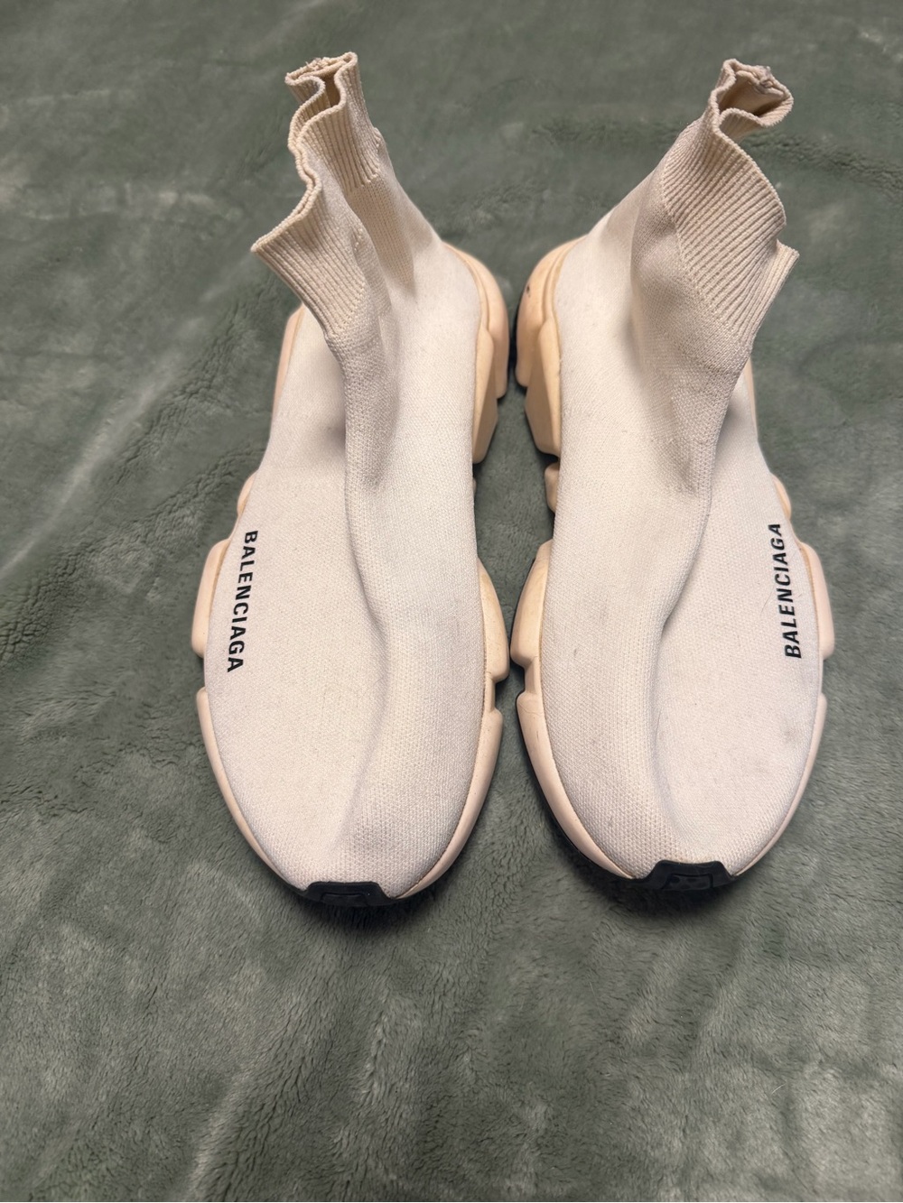 Balenciaga Women's Sock Sneakers in Cream/Beige Size 9